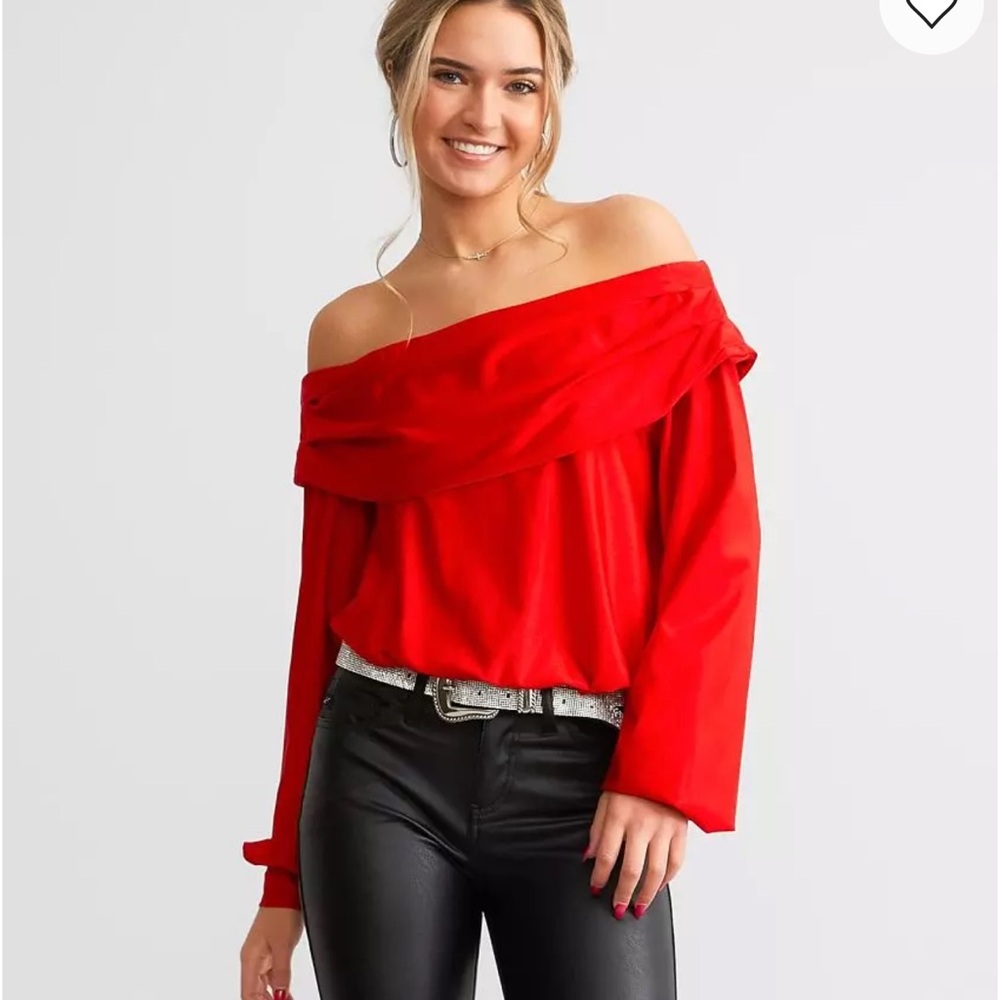 Willow Off-Shoulder Scarlet Blouse